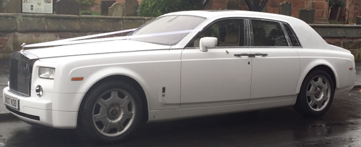 Rolls Royce White Phantom wedding car